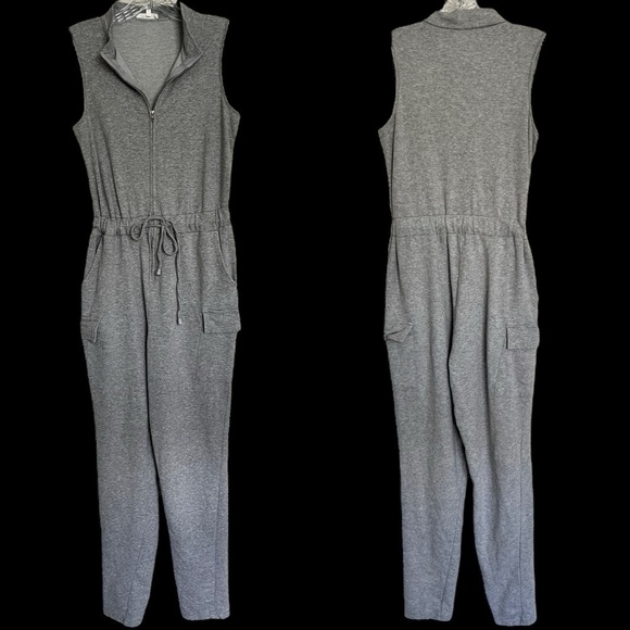 Better Be Heather Grey Drawstring Jumpsuit Size S Loungewear Pockets Casual - Picture 1 of 6